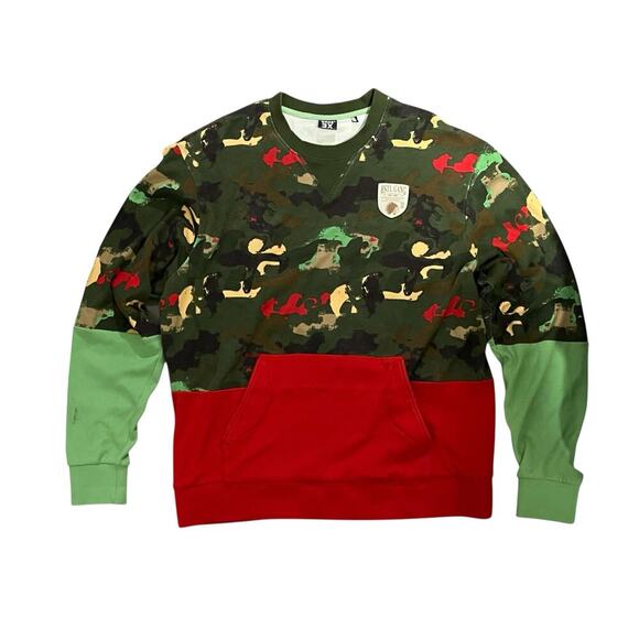 Hustle Gang Camo Graphic Pullover Sweatshirt Red Mint Green Streetwear 3XL - Picture 2 of 7